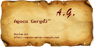 Agocs Gergő névjegykártya
